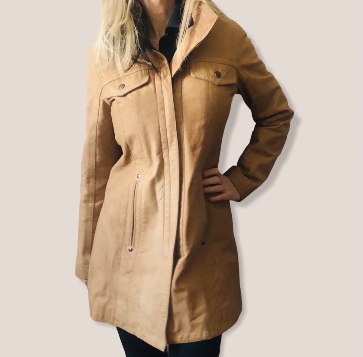 Luxusní kožený kabát Calvin Klein - S/M