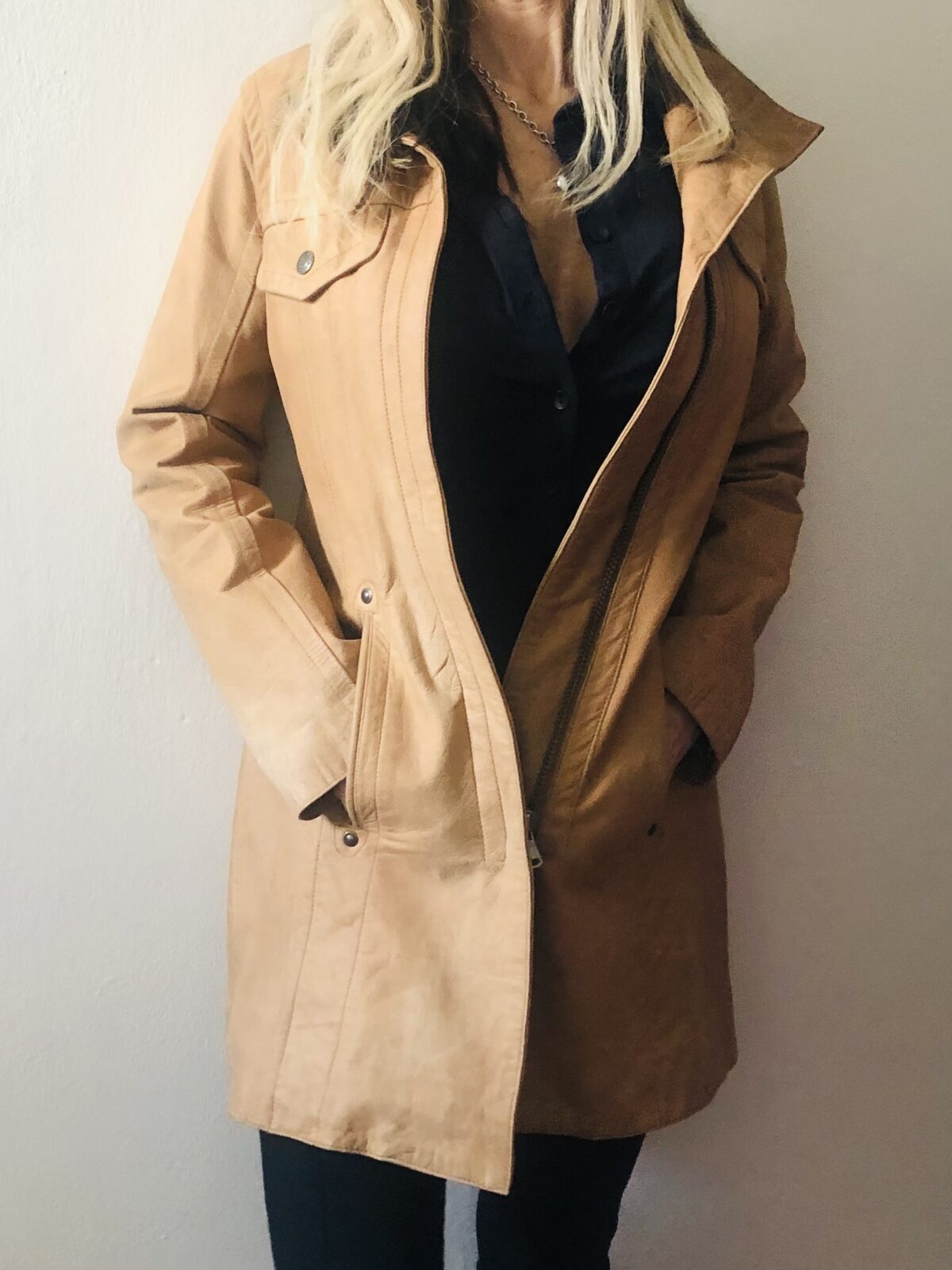 Luxusní kožený kabát Calvin Klein - S/M