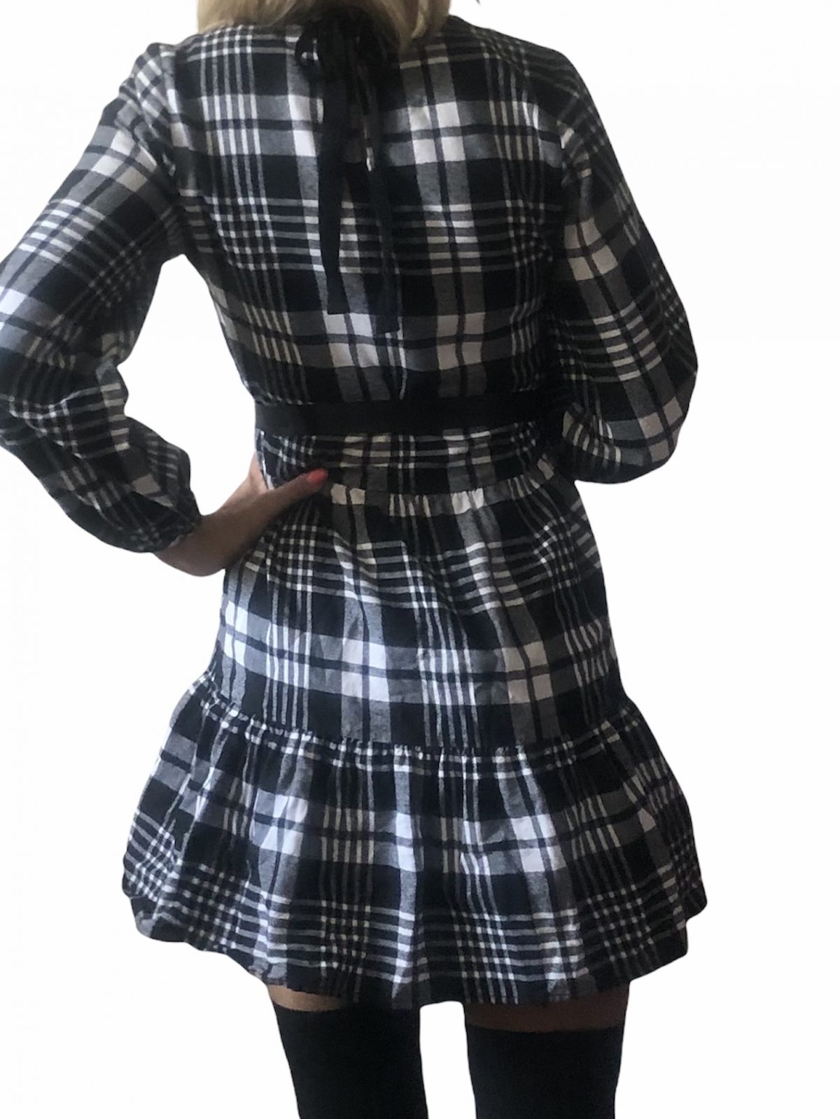Černobílé teplé bavlněné šaty - XS/S