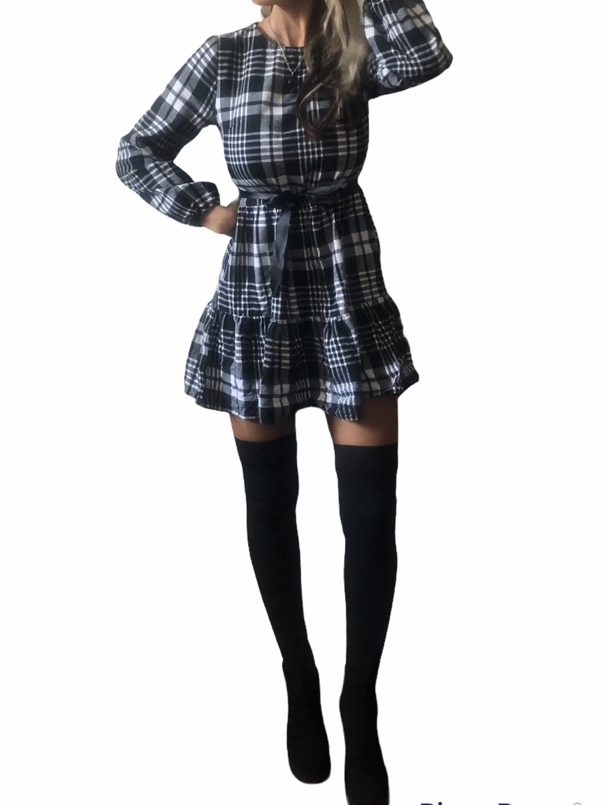 Černobílé teplé bavlněné šaty - XS/S