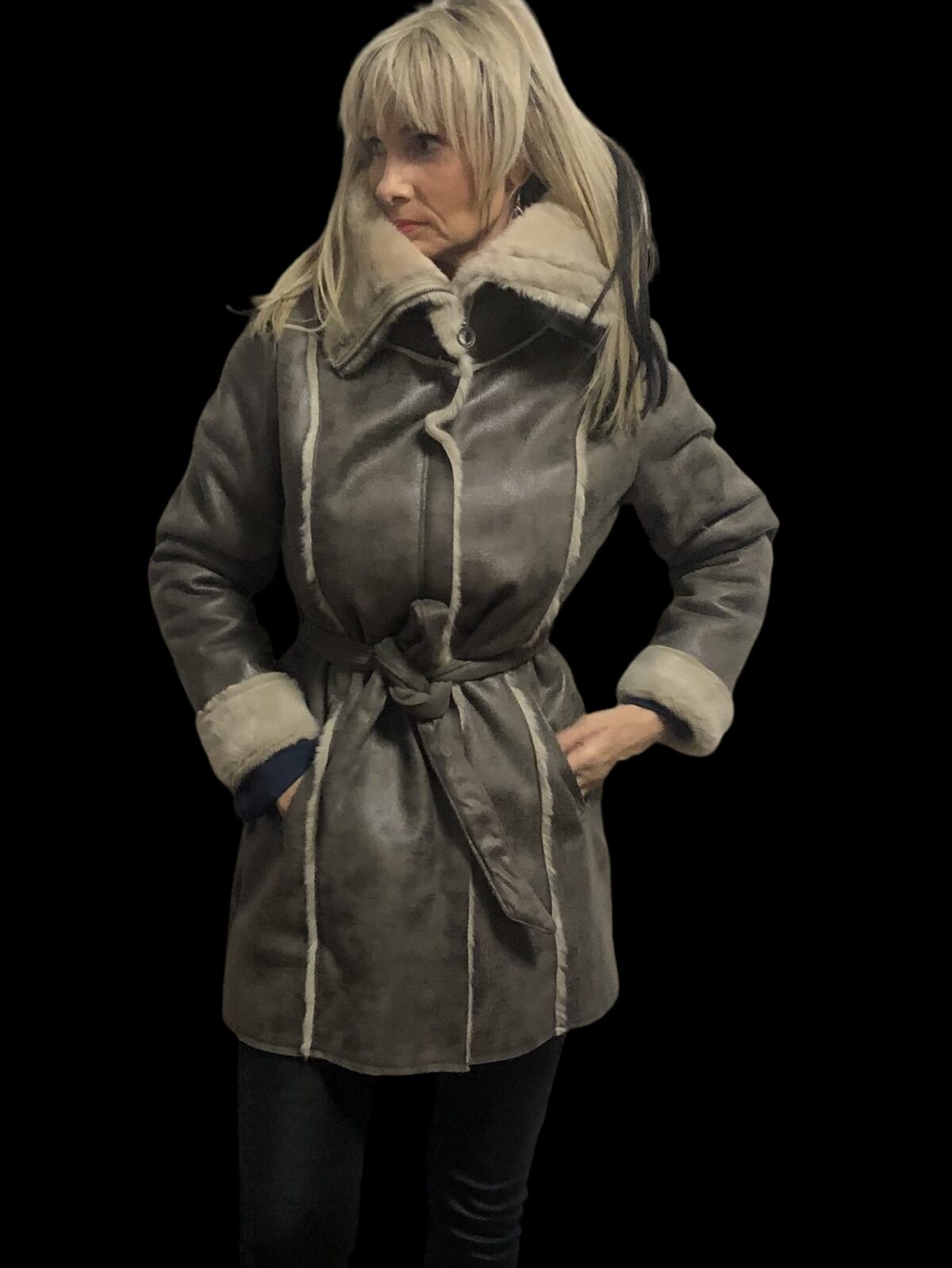 Dámský luxusní kožíškový kabát - M/L