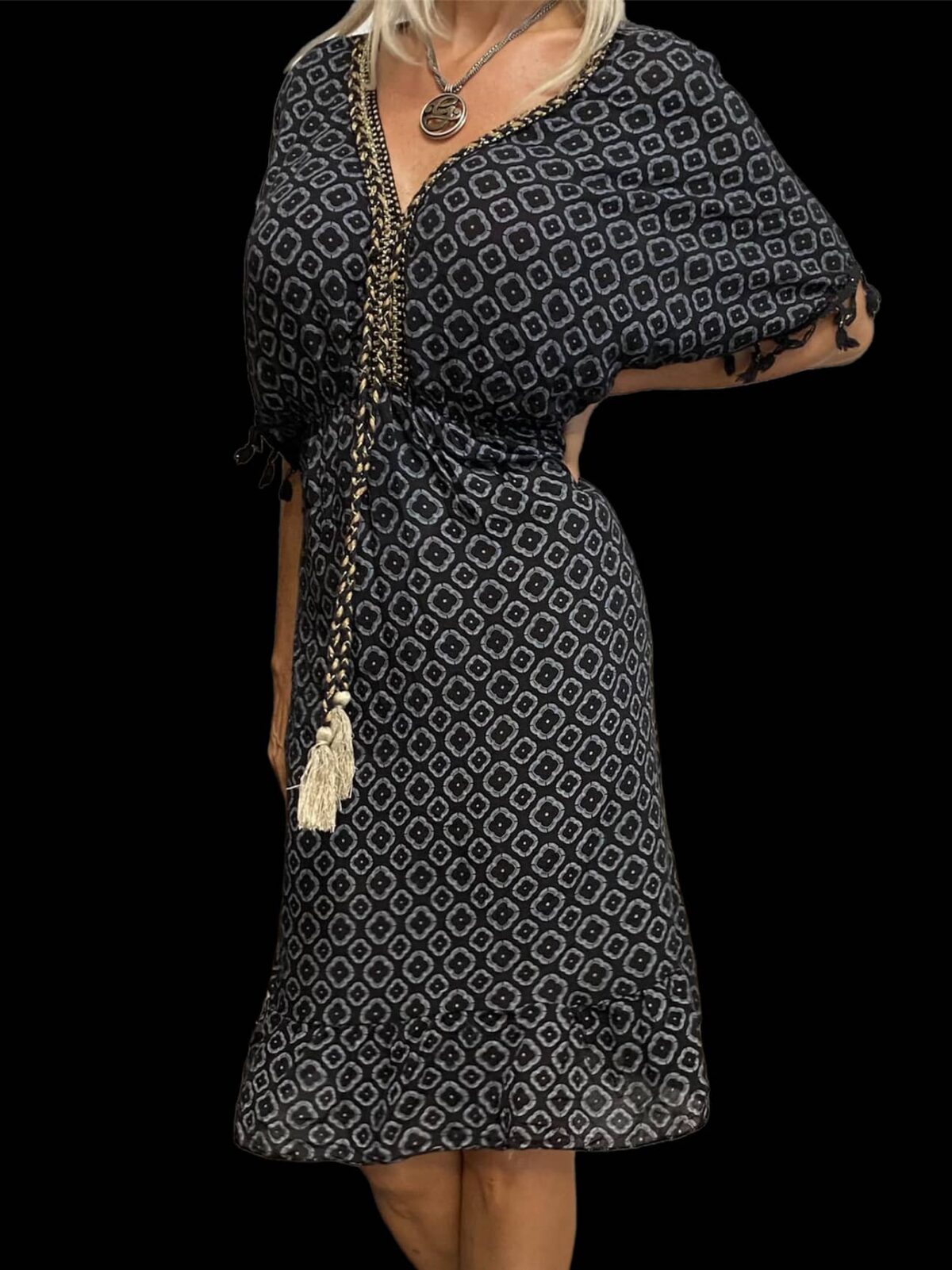 Etno nové bavlněné šaty s copánky - M/L/XL