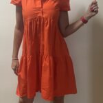 Ohnivé plátěné šaty - XS/S/M