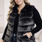 Kožešinová černá vesta - uni velikost
