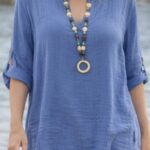 Lehká mušelínová modrá halenka - L/XL/XXL